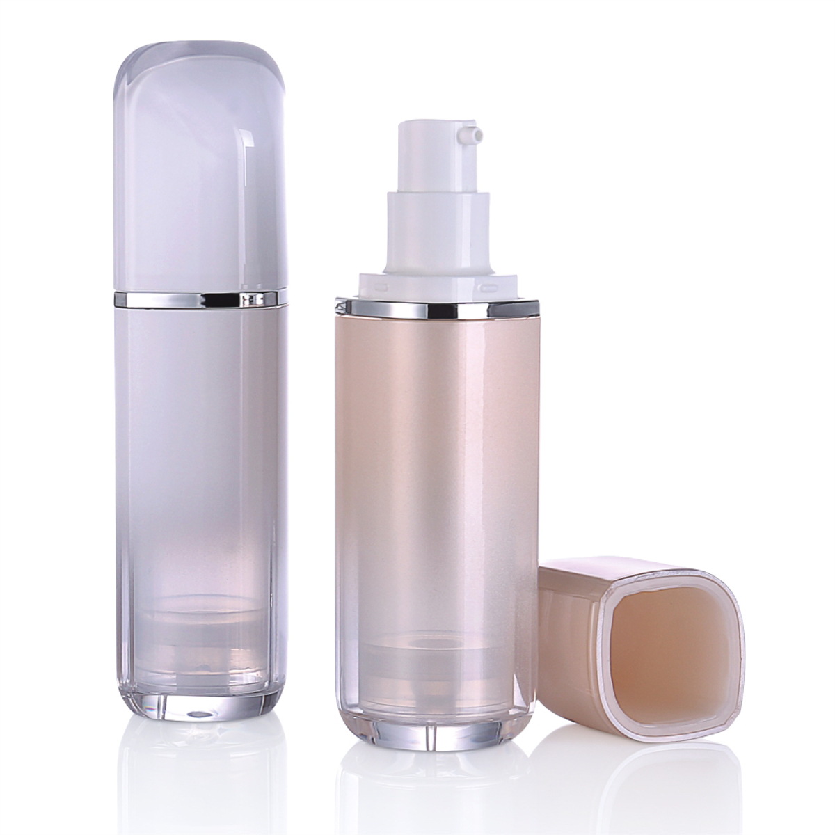 BB Nemlendirici Krem L14 için 30ml Çift Duvarlı İnci Beyaz Lancel Havasız Pompa Şişesi L14