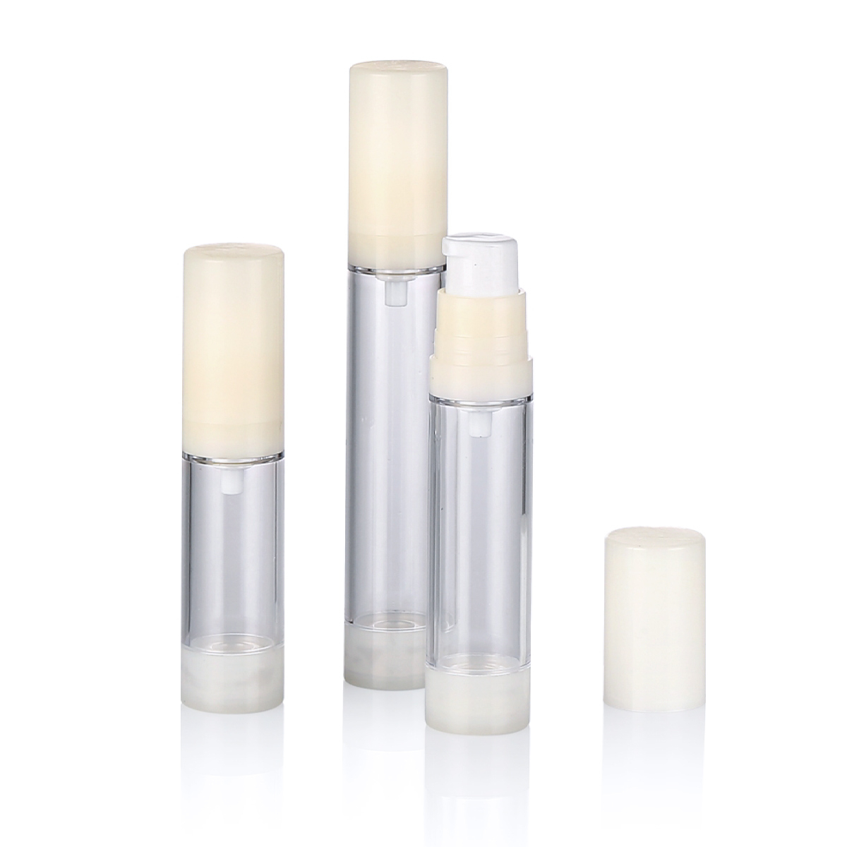 5ml 10ml 15ml özelleştirilmiş beyaz kozmetik plastik havasız ince sis sprey plastik şişe l04