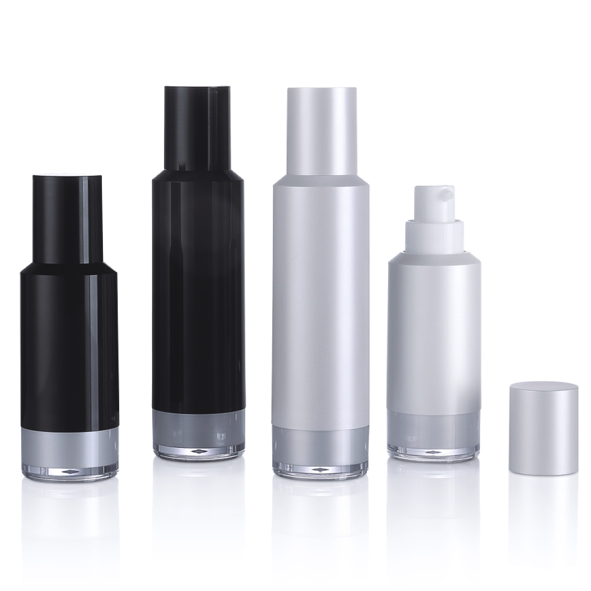 15ml 30ml Lüks Plastik PP Siyah Mat Losyon Havasız Pompa Şişesi Cilt Bakımı Ambalajı L07