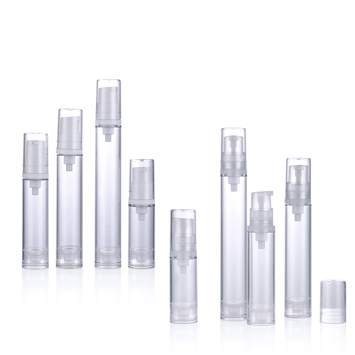 5ml 10ml 12ml 15ml Silindir PP Şeffaf Havasız Pompa Losyon Şişesi Kozmetik Sis Püskürtme Şişesi Vakum Şişesi L12