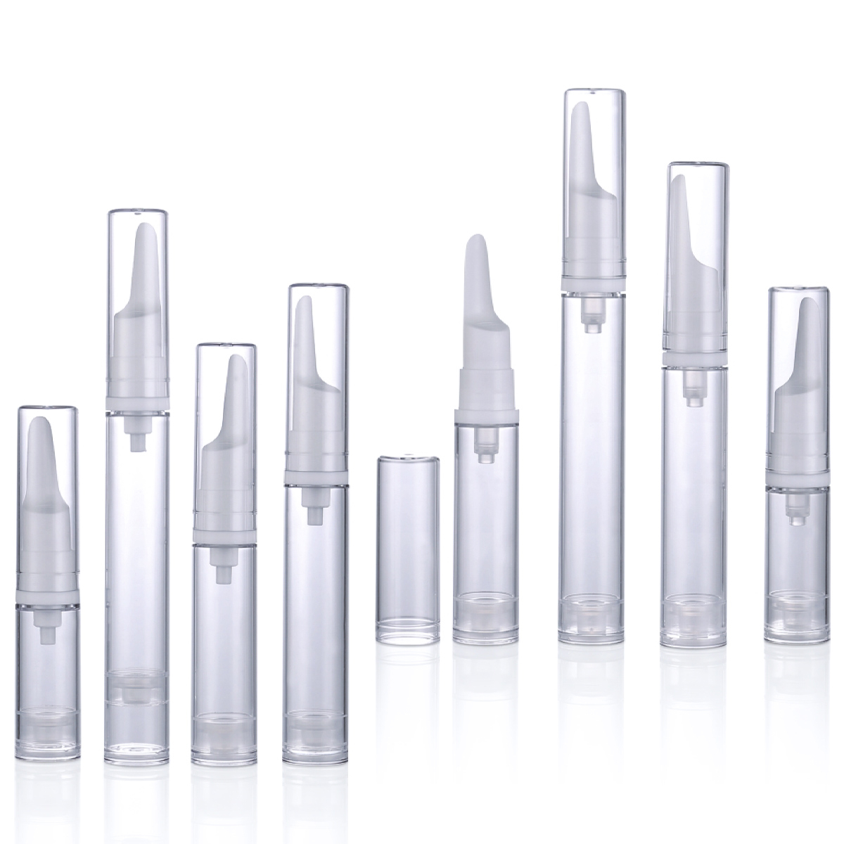 5ml 10ml 12ml 15ml Silindir Beyaz/Şeffaf Havasız Pompa Tüp Kozmetik Losyon Şişesi Havasız Göz Kremi Y01